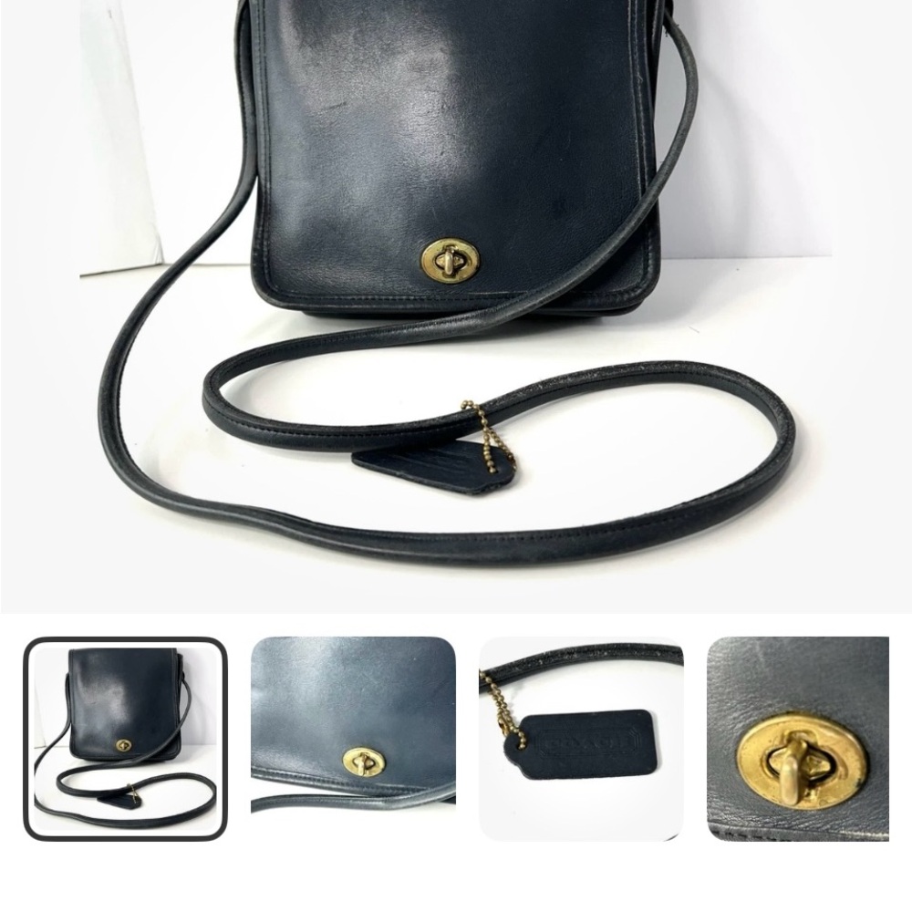 Elegant Black Leather mini coach Shoulder Bag crossbody